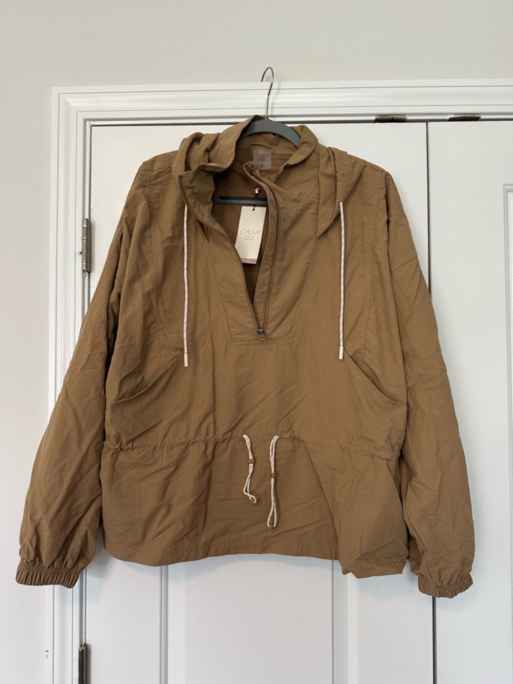 CALIA Lightweight Tan Hooded Pullover Utility Jacket